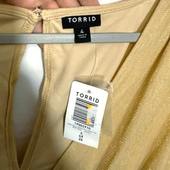 Torrid Glitter Gold Sparkly Dress Sz 4 4X 26 Evening Cocktail Party Fairycore - Picture 4 of 6